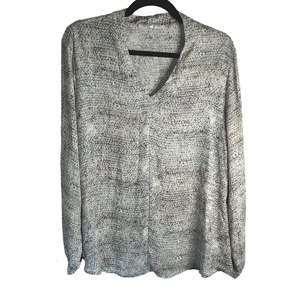 Violet + Claire Snake Print Blouse Lightweight V-Neck Long Sleeve Size Large